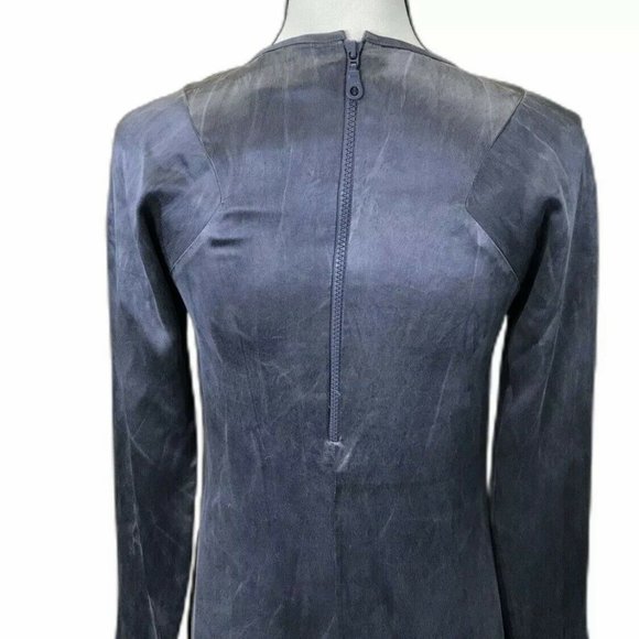 Tony Cohen Washed Silk Straw Design Zipper Dress - Picture 10 of 12